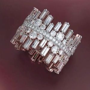 💯 NEW ROUND SQUARE 925 STERLING SILVER PAVED DIAMOND RING